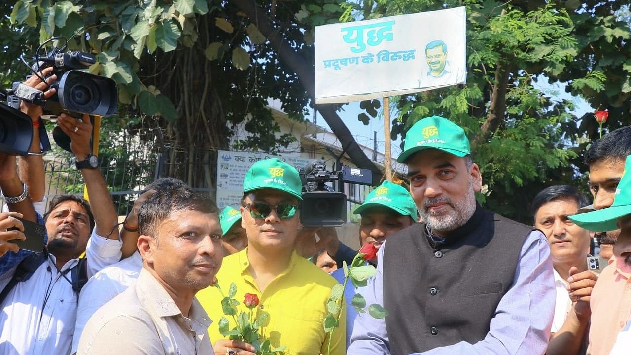 <div class="paragraphs"><p>Environment Minister Gopal Rai at the launch of the 'Red Light On, Gaadi Off' campaign.&nbsp;</p></div>