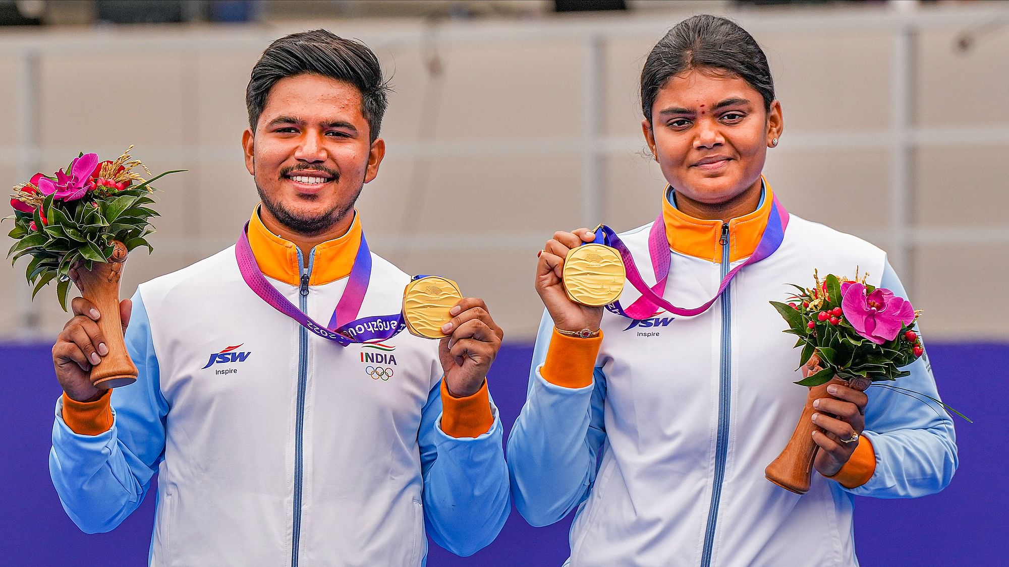 <div class="paragraphs"><p>Jyothi Surekha Vennam and Ojas Deotale won the mixed team compound archery at the 2023 Asian Games.</p></div>