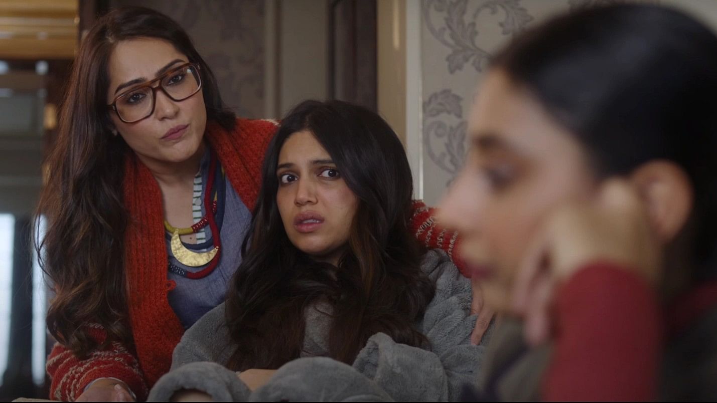 <div class="paragraphs"><p>Shibani Bedi, Bhumi Pednekar, and Dolly Singh in a still from<em> Thank You For Coming.</em></p></div>