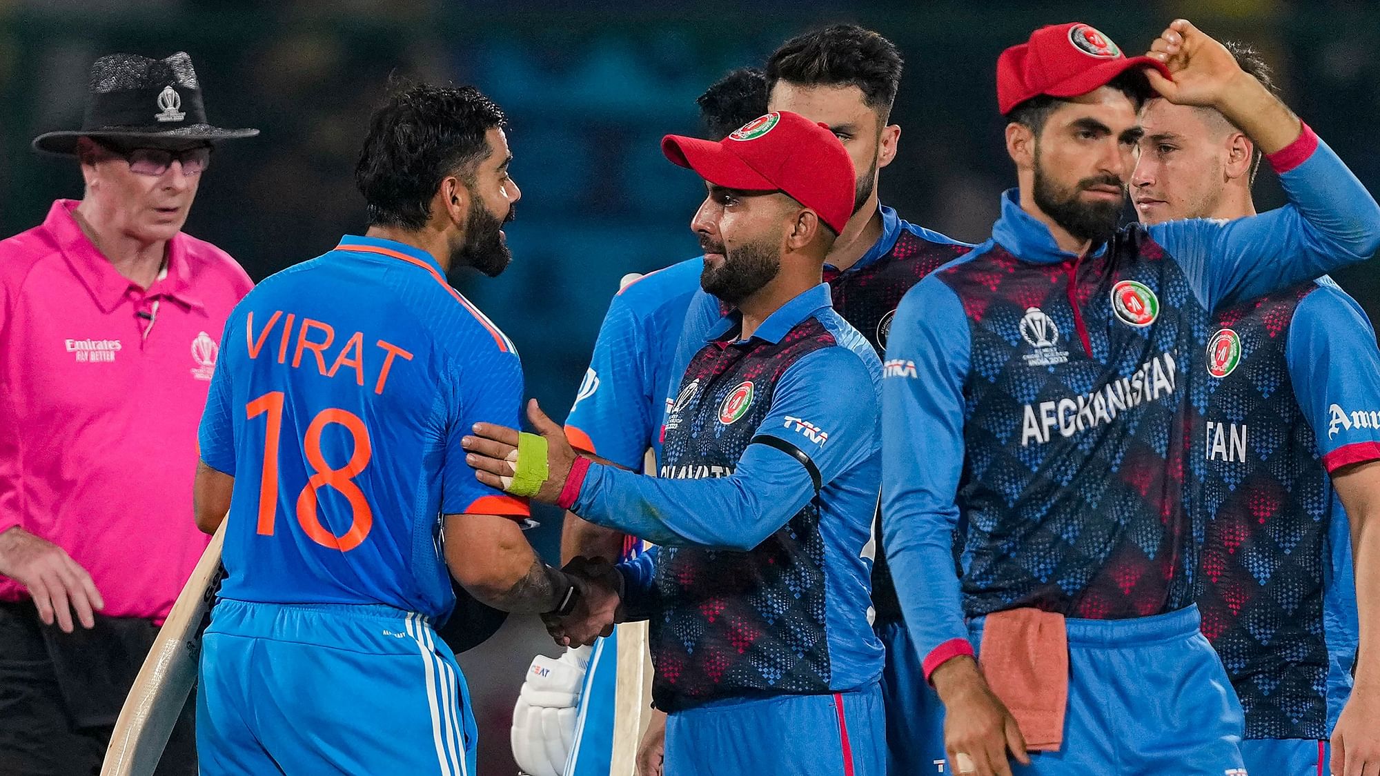 <div class="paragraphs"><p>In Photos: ICC World Cup 2023 – Rohit Sharma’s Ton, Virat Kohli’s Fifty Help India Beat Afghanistan</p></div>