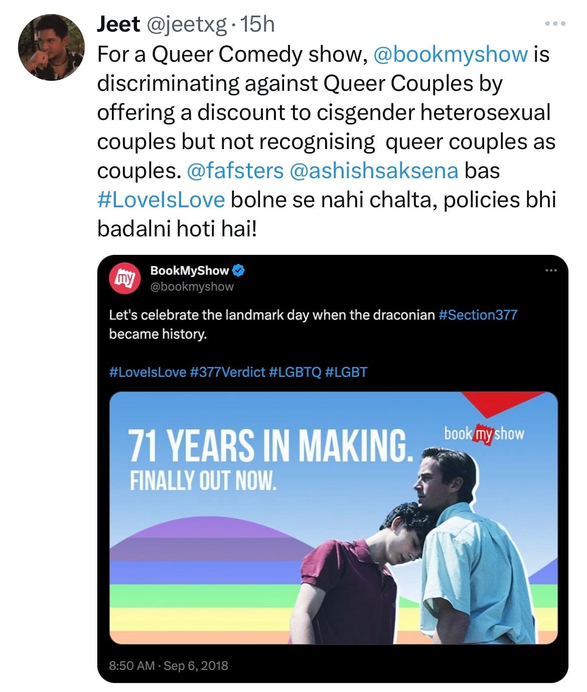 Comedian Navin Noronha, who is part of the queer comedy show, took to social media to express their frustration.
