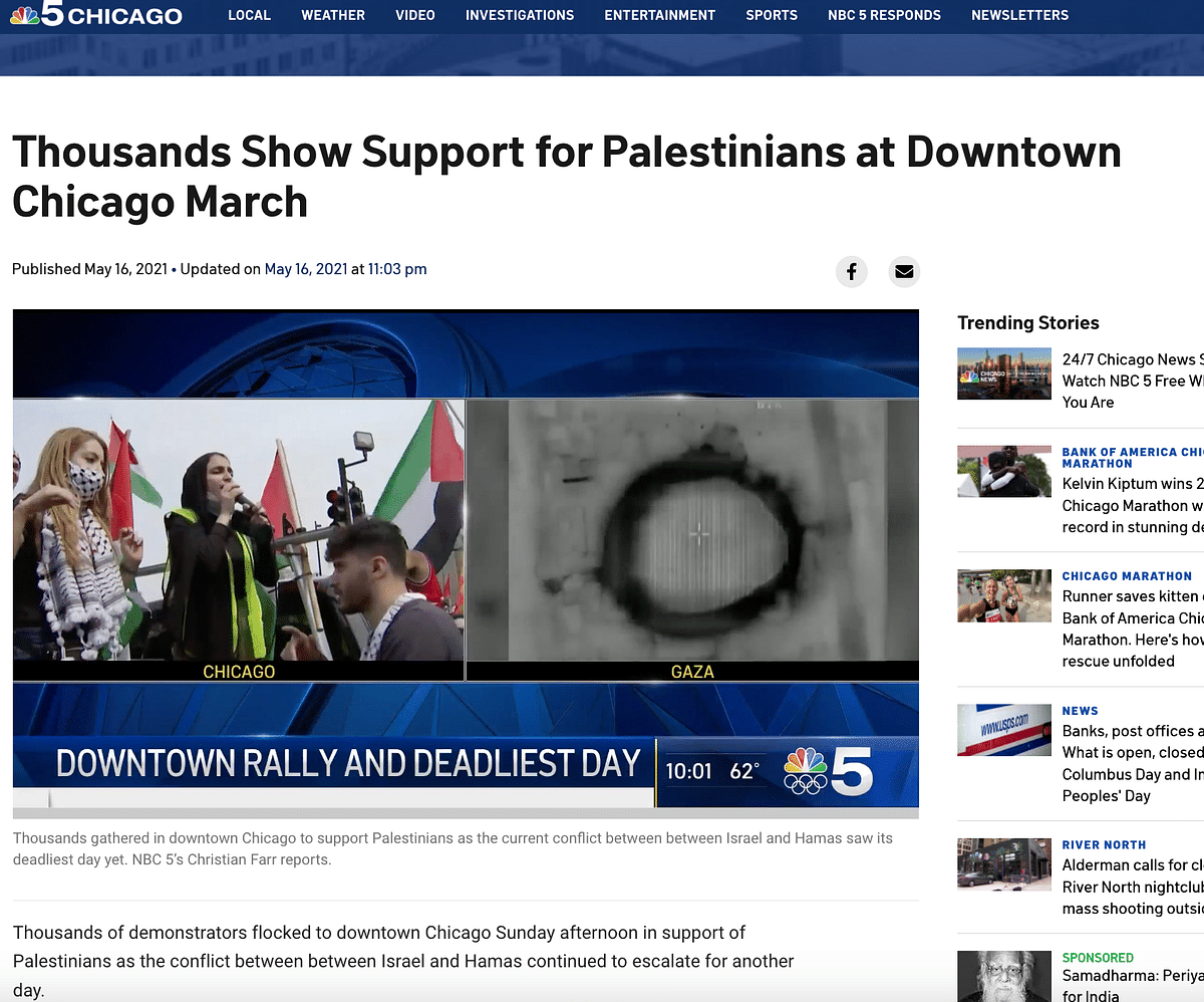 While the video is from Chicago, it was taken in May 2021 during a solidarity protest for Palestine.