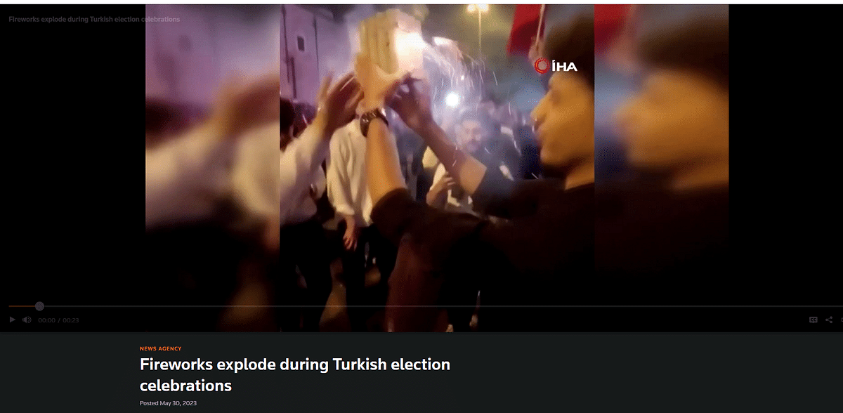 The video dates back to May of this year and reportedly shows a firework accident during a celebration in Turkey.