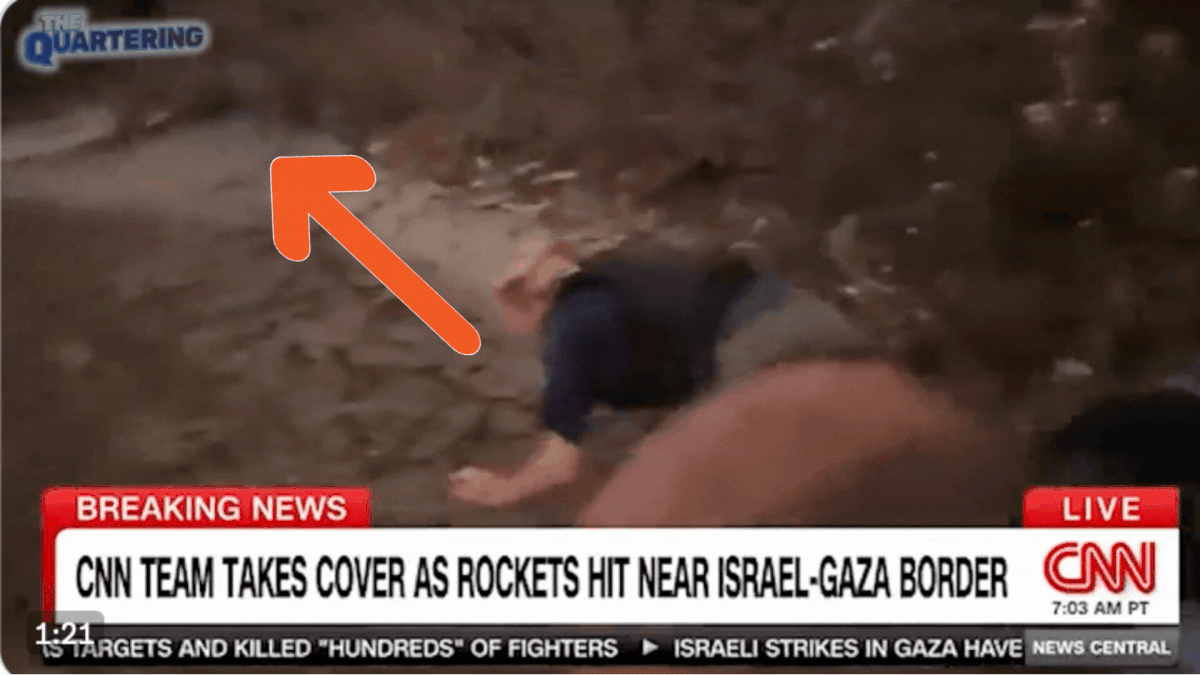 CNN's report from the Israel-Gaza border was edited to include a voice-over. 