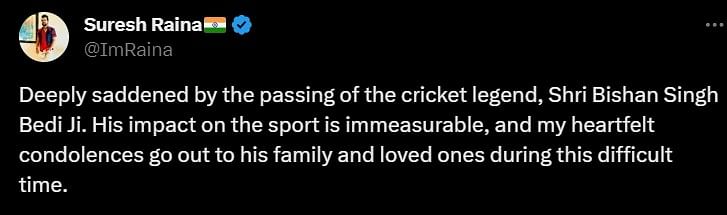 Condolences pour in as cricketing fraternity mourns #BishanSinghBedi's death. 