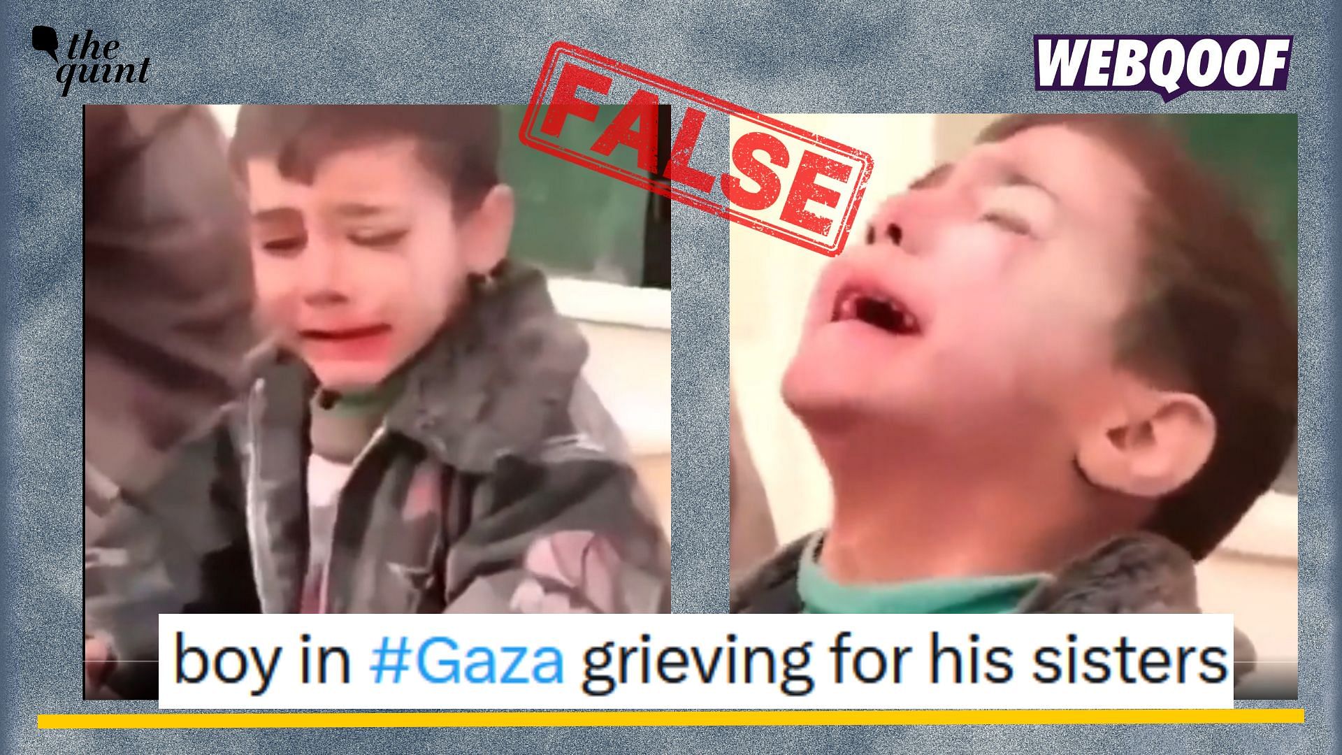 <div class="paragraphs"><p>Fact-check: An old image from Syria is being falsely shared as a child crying in Gaza after Israel's attack.</p></div>