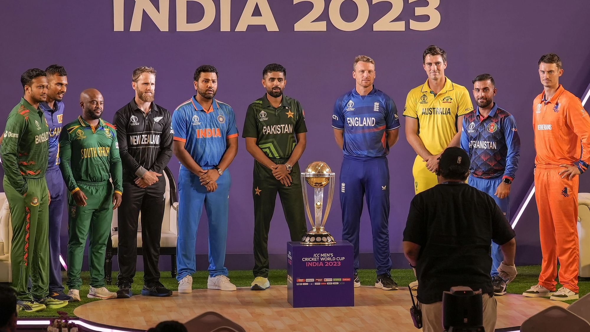 <div class="paragraphs"><p>The 10 captains gather together in a preview event ahead of the beginning of ICC World Cup 2023</p></div>