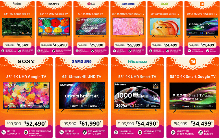 Amazon Great Indian Festival Sale 2023: Check out amazing discounts on smart TVs from top brands.