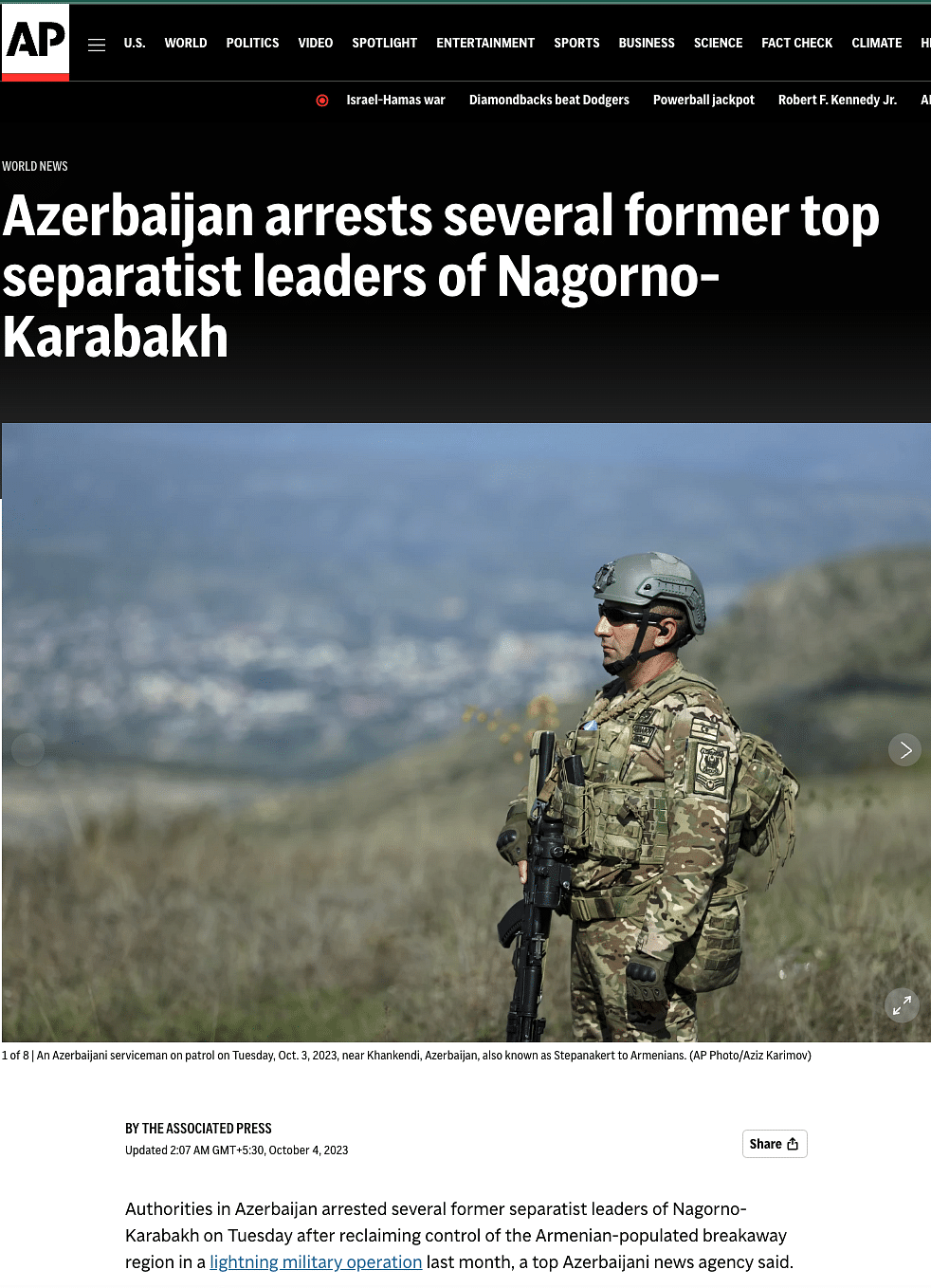 This video shows Azerbaijan's intelligence agency, DTX arresting separatist group leaders. 