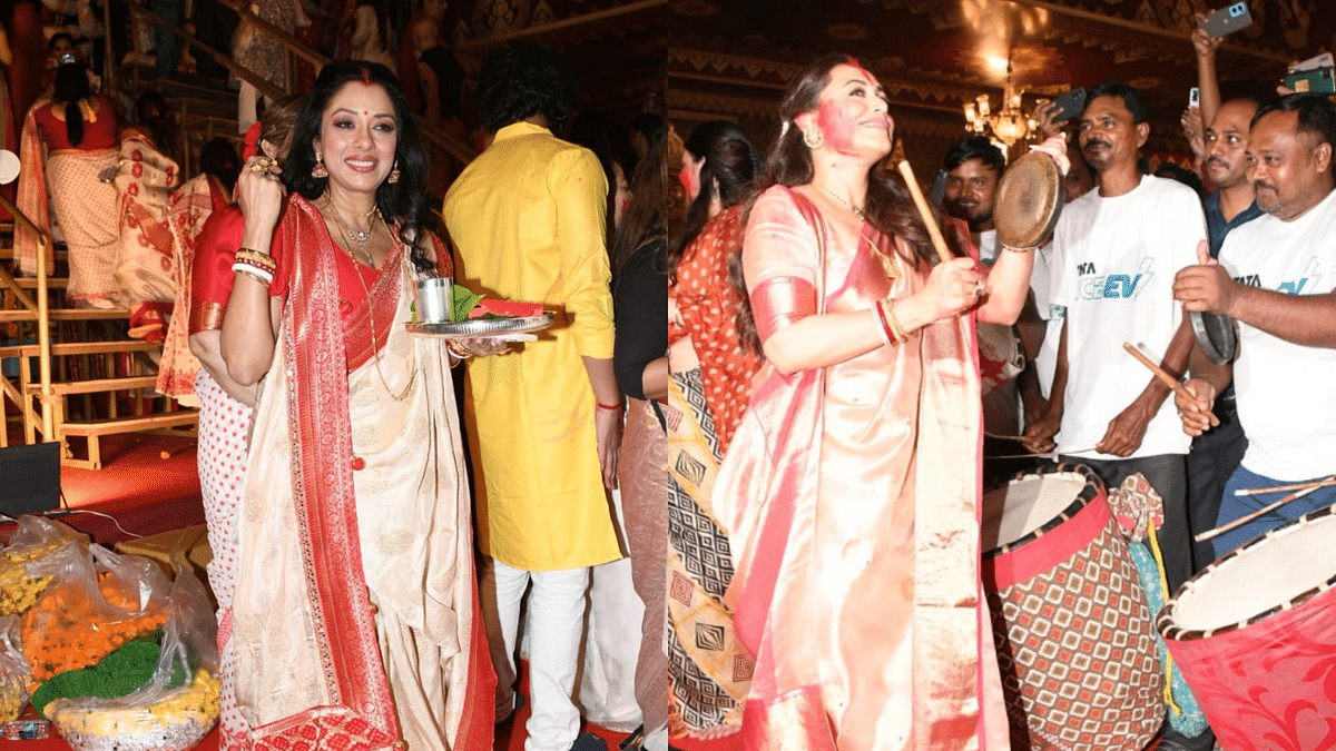 In Pics: Rani Mukerji & Rupali Ganguly Dance During Sindoor Khela