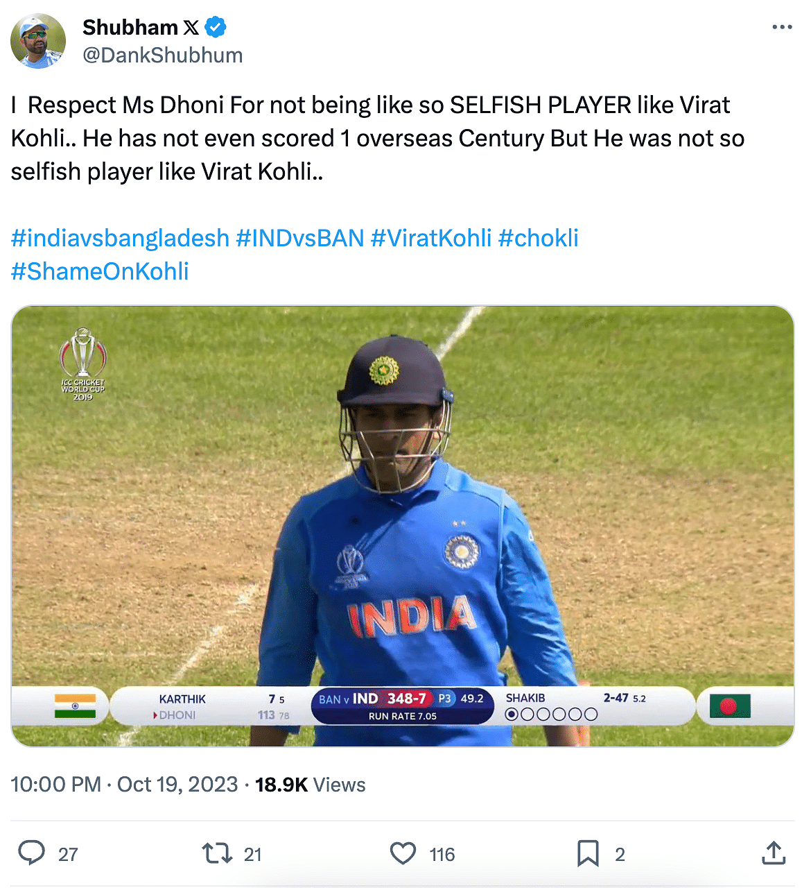 #CWC23 | KL Rahul told broadcasters that he encouraged Kohli to complete his century and denied singles.