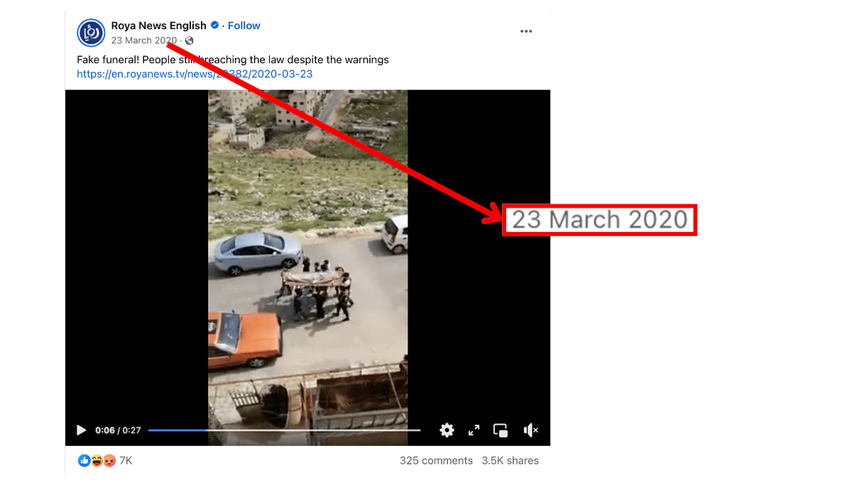 This is a 2020 video from Jordan where citizens 'faked' a funeral to get around the COVID-19 restrictions. 