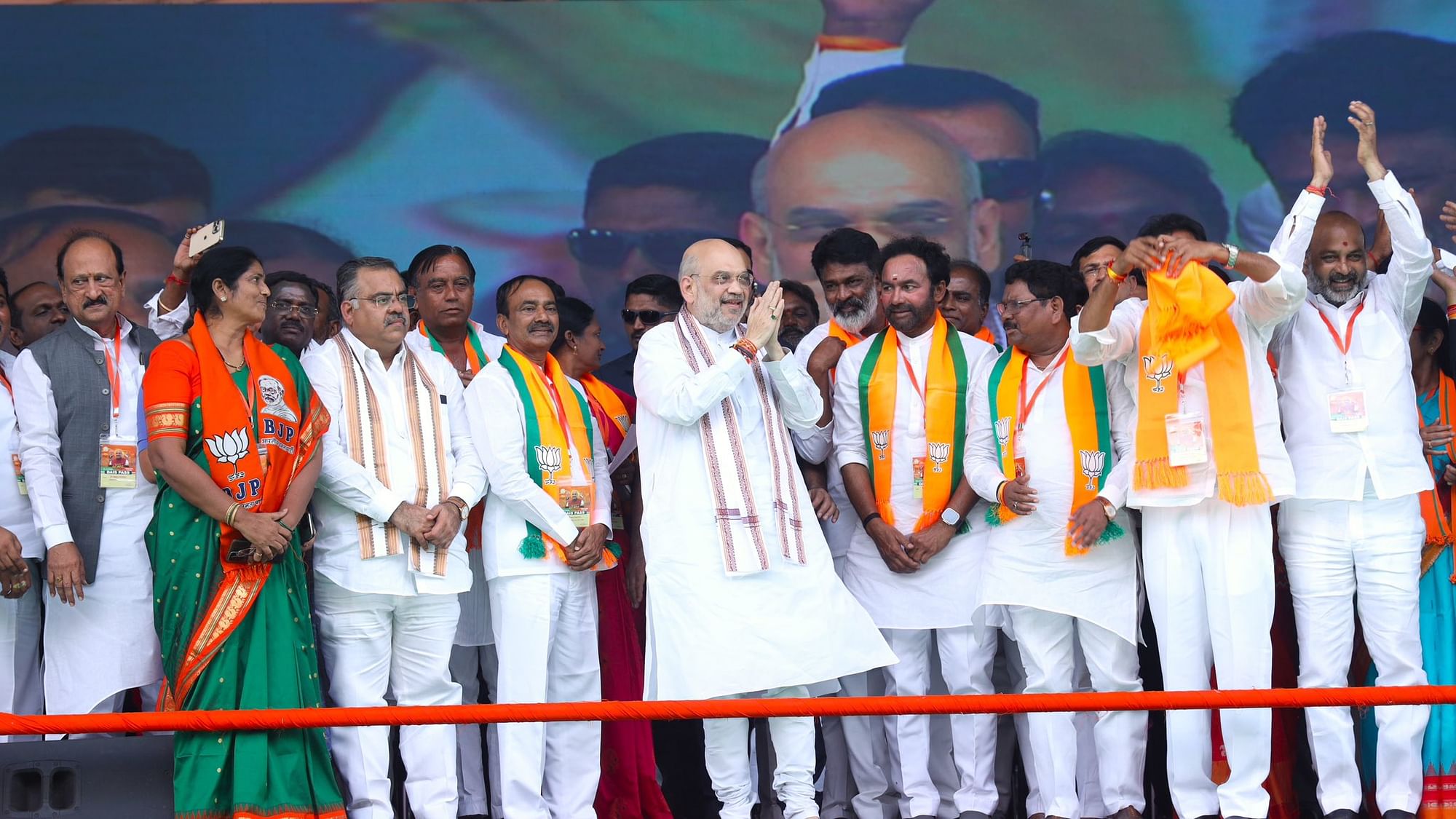 <div class="paragraphs"><p>Union Home Minister Amit Shah at an election rally in Telangana on 10 October.</p></div>