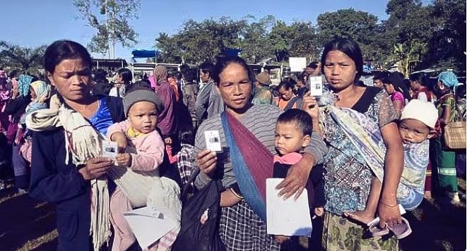 Over 14,000 Bru voters from the electoral rolls were removed after they became permanent residents of Tripura.