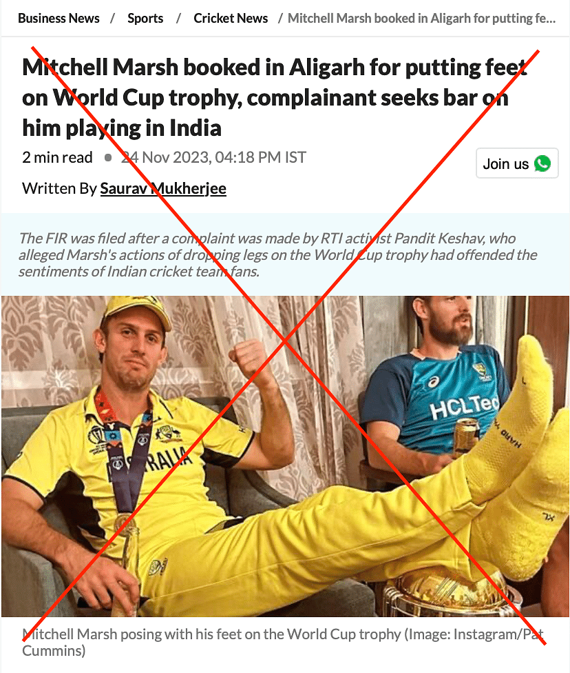 Aligarh Police said they had neither filed a FIR, nor taken cognisance of any complaint about Mitchell Marsh.