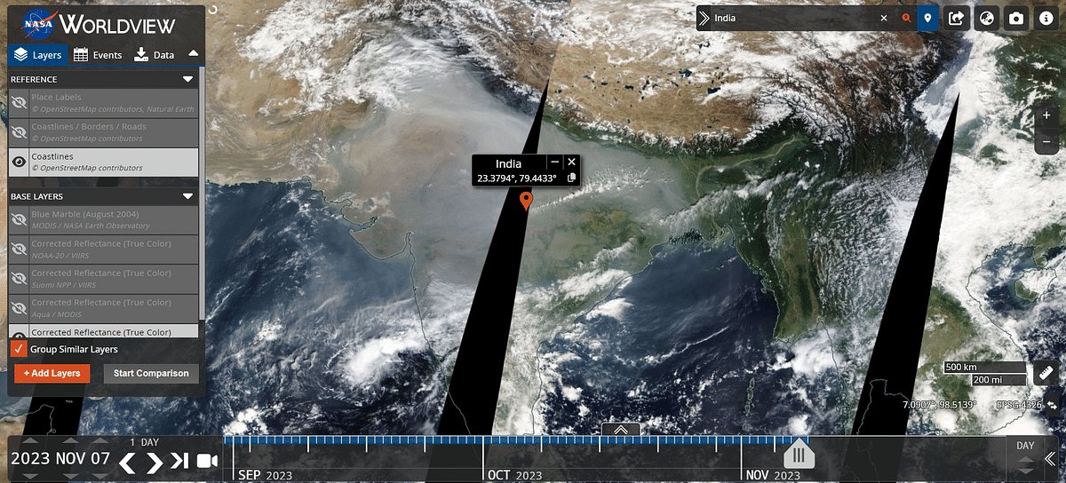 The images by NASA Worldview show a grave picture of north India's deteriorating air quality.