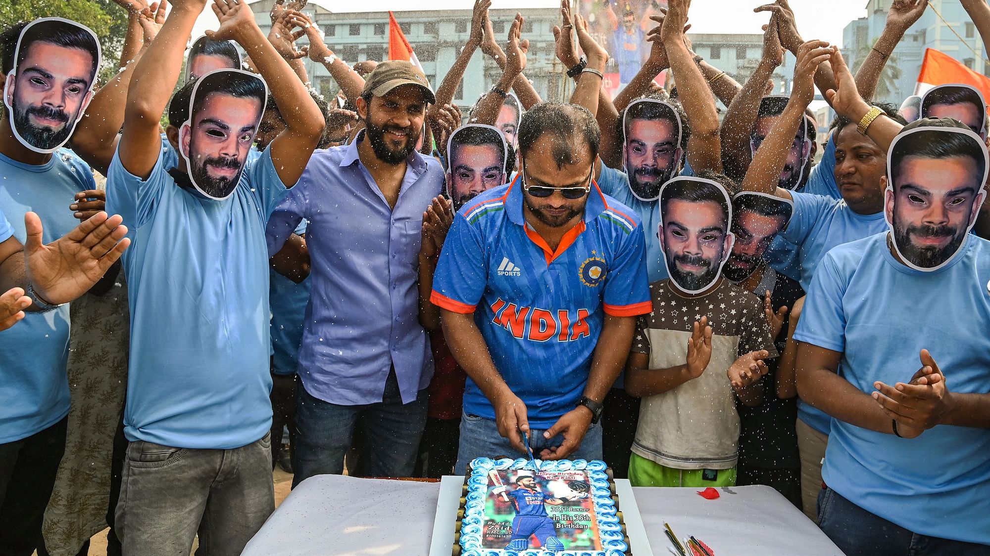 <div class="paragraphs"><p>Virat Kohli is celebrated on his 35th birthday on the day India play South Africa in Kolkata in the ICC World Cup 2023.</p></div>