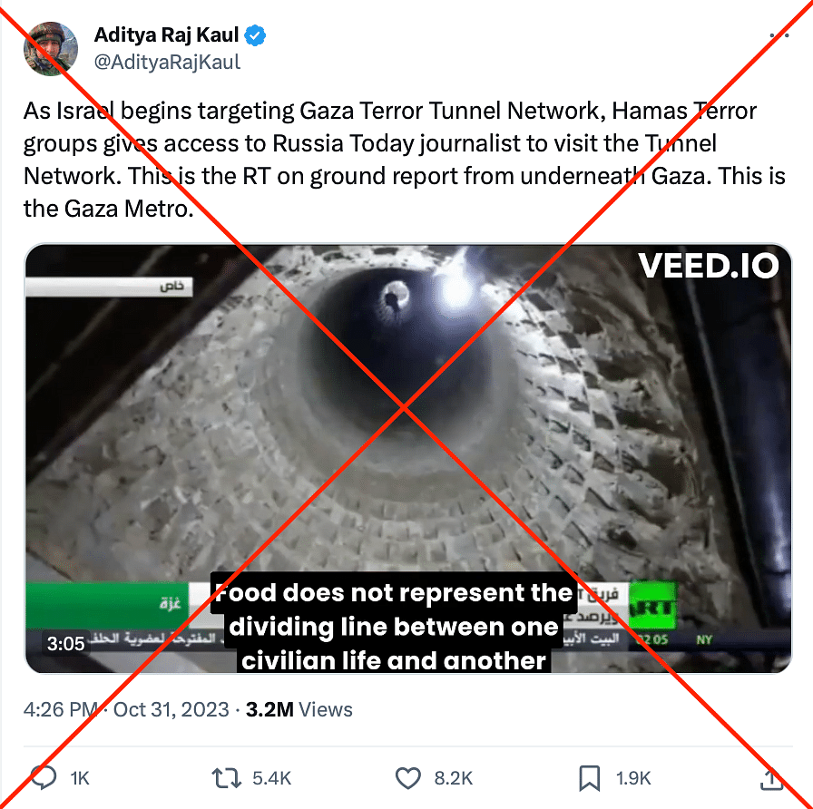 The video dates back to June 2021 and shows an RT journalist inside Al-Quds Brigade tunnels under Gaza.