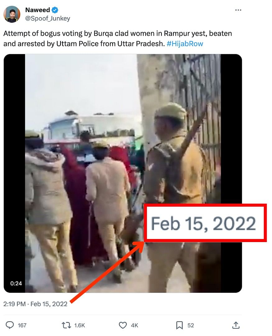 The video dates back to 14 February 2022 and was taken during polling for the 2022 Uttar Pradesh Assembly elections.