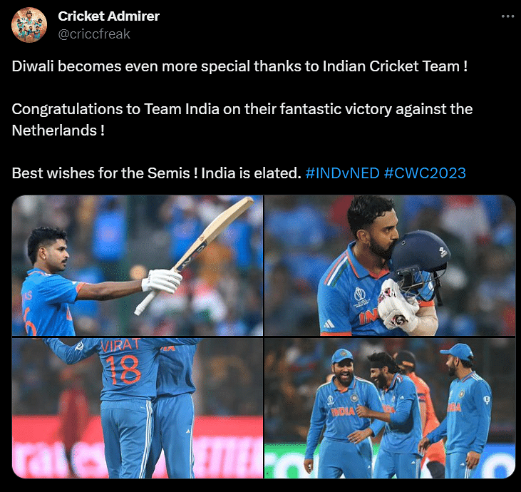 #CWC23 | Indian fans' Diwali celebrations were made extra special by #IndianCricketTeam's 160-run win in #INDvNED.