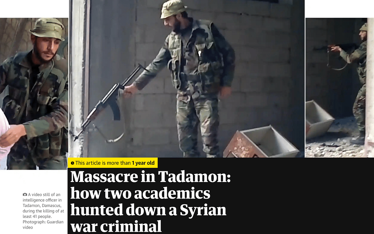 The video was shot in April 2013 and shows the Tadamon massacre in Damascus, Syria.