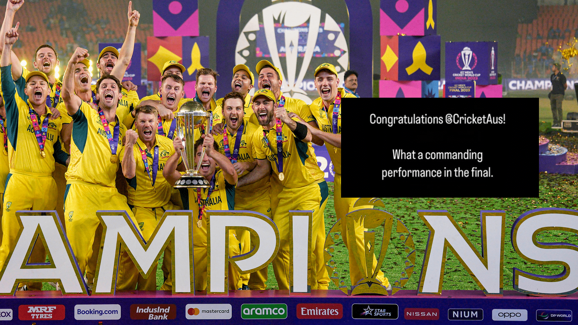 <div class="paragraphs"><p>Australia beat India by 6 wickets in the final to lift their sixth ICC ODI World Cup title.</p></div>