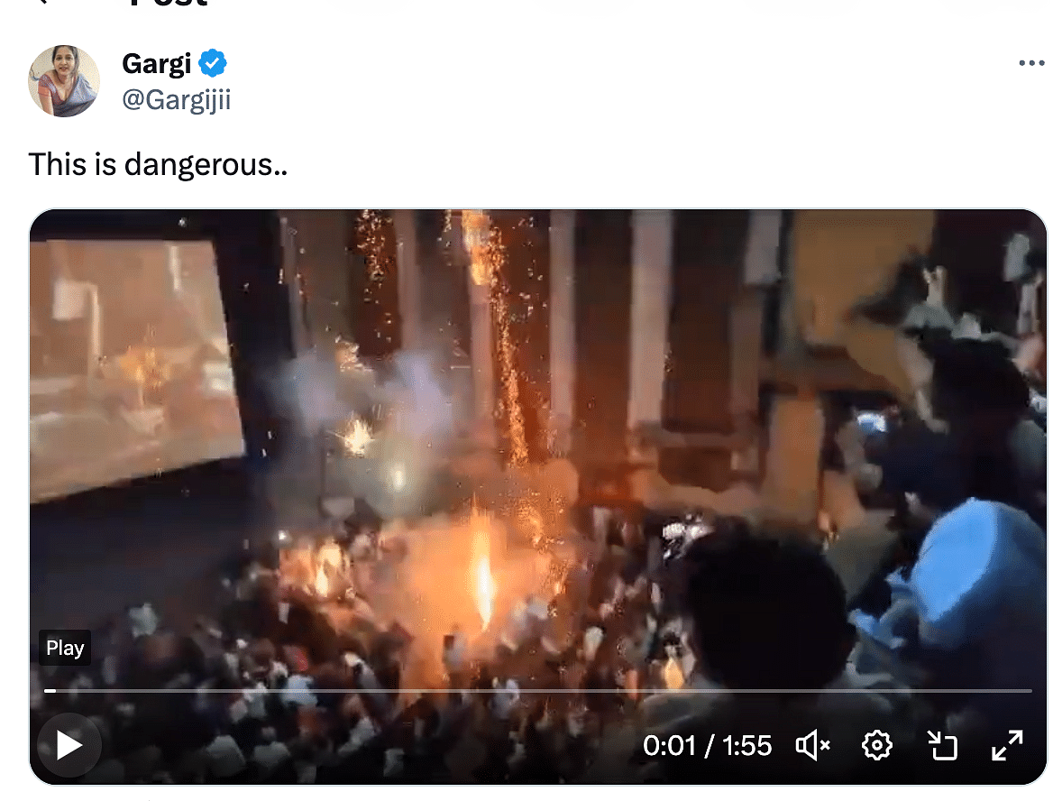 A video of people bursting crackers inside a theatre during a Tiger 3 show has gone viral.