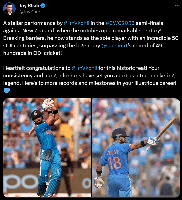 #INDvsNZ | From PM #Modi to movie stars, Indians unite to celebrate #ViratKohli's record-breaking 50th ODI century.