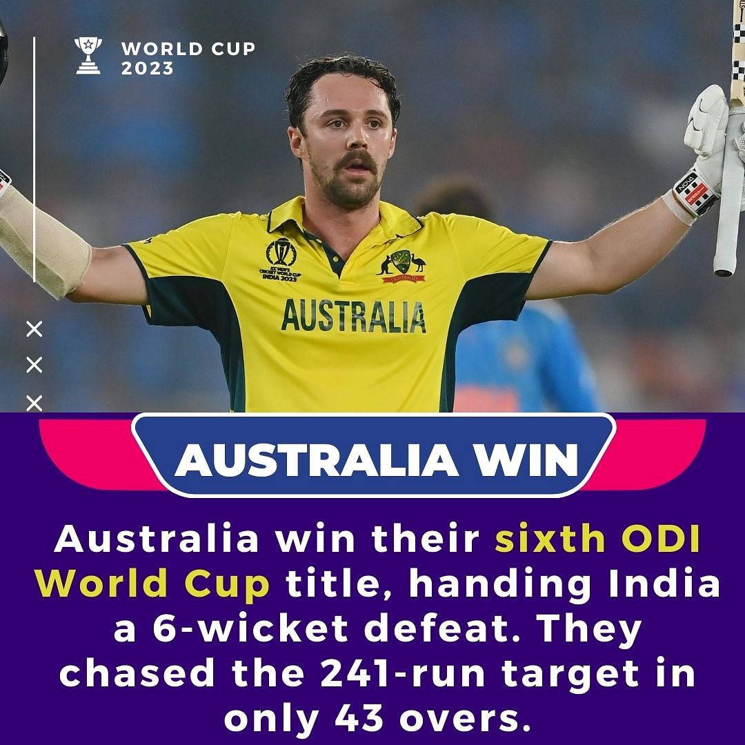 India vs Australia Highlights, Cricket World Cup 2023 Final: Aus win by 6 wickets clinch their 6th ODI WC title
