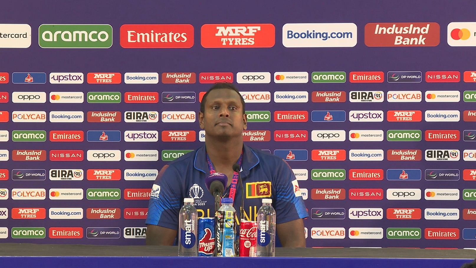 <div class="paragraphs"><p>Sri Lankan all-rounder Angelo Mathews during the post-match conference.</p></div>