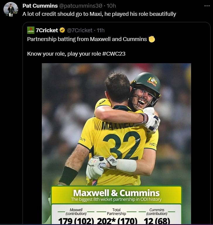 #CWC23 | #GlennMaxwell expresses gratitude for receiving accolades after his exploits against #Afghanistan.