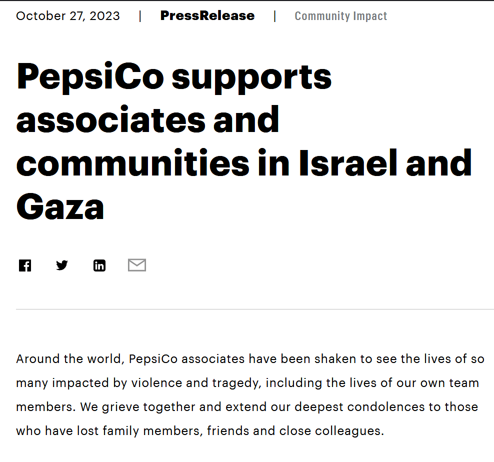 PepsiCo is an American company, not an Israeli company as claimed by social media users.