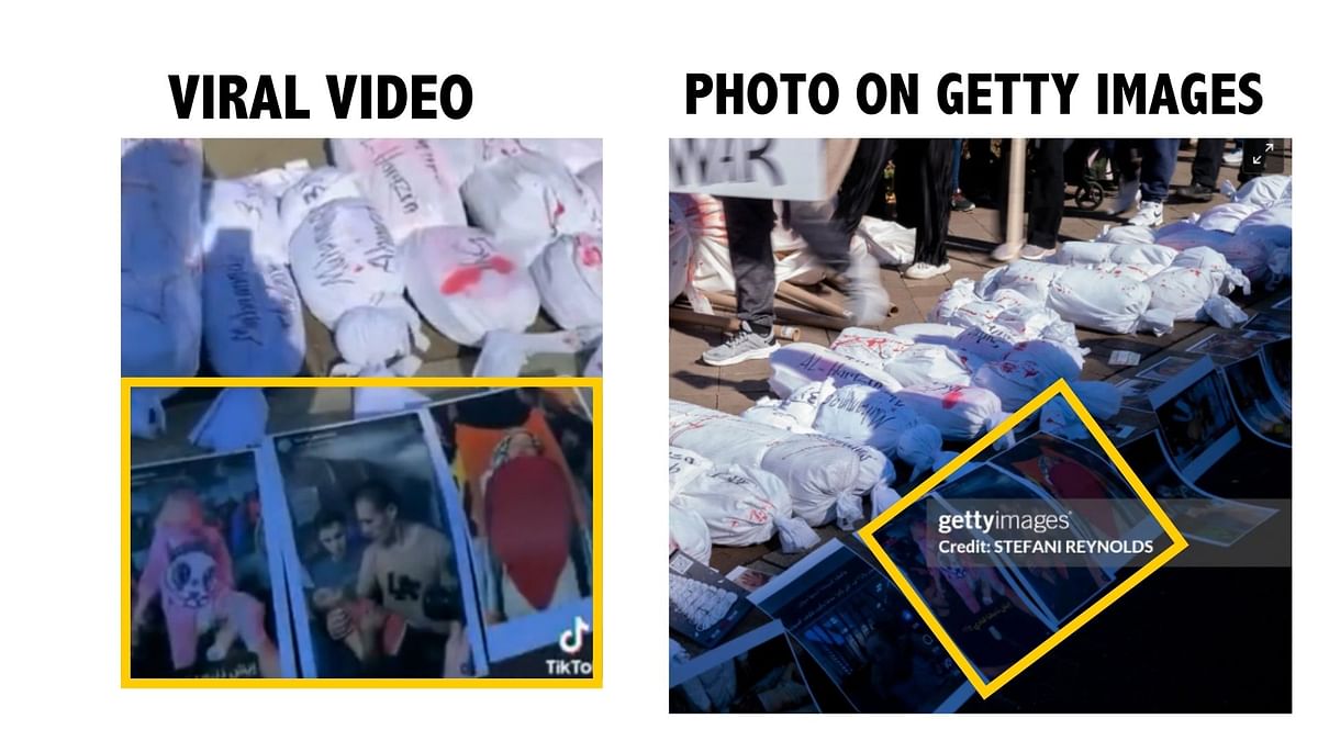 The video is from the US, where people used white sacks to represent the bodies of people killed in Gaza.