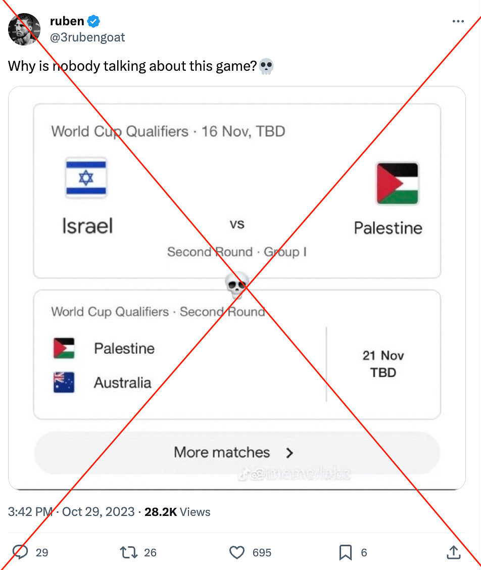 Israel is playing aginst Switzerland, and Palestine is playing against Lebanon on 16 November, respectively. 