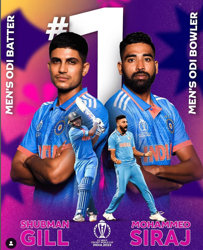 Courtesy of their brilliant performances in #CWC23, #ShubmanGill and Mohammed #Siraj are now topping ICC rankings.