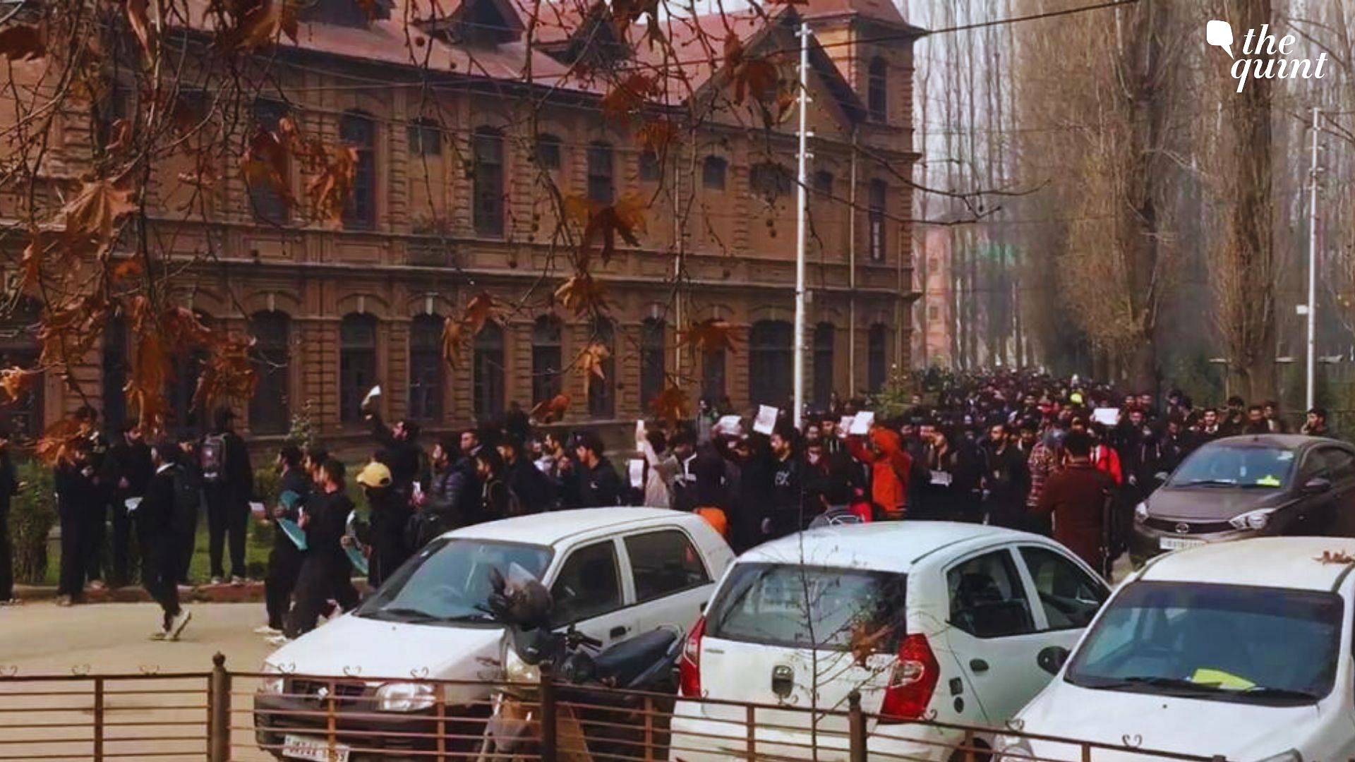 <div class="paragraphs"><p>Demonstrations inside Amar Singh College by the students protesting the alleged blasphemy incident at the National Institute of Technology (NIT) Srinagar.&nbsp;</p></div>