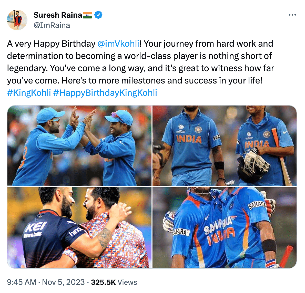 As Virat Kohli turns 35, teammates and members of the cricket fraternity take to social media to wish him.