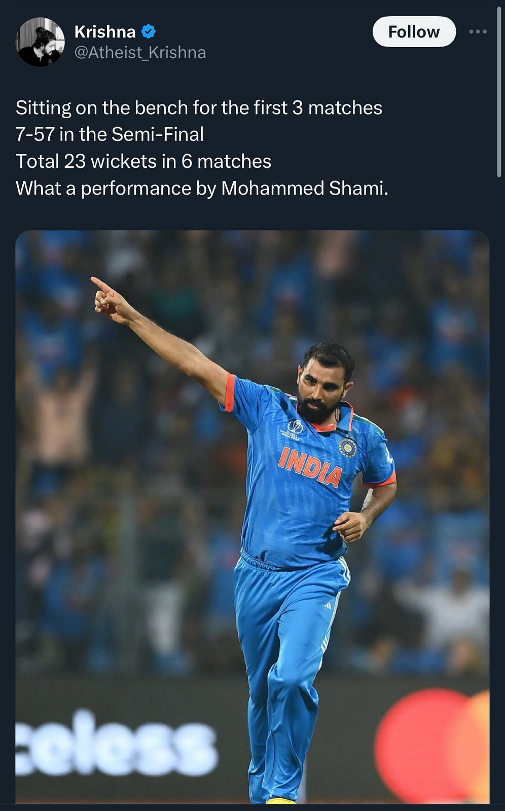 #CWC23 #INDvsNZ| Mohammed #Shami's scintillating seven wickets against New Zealand made him enter the hall of fame.