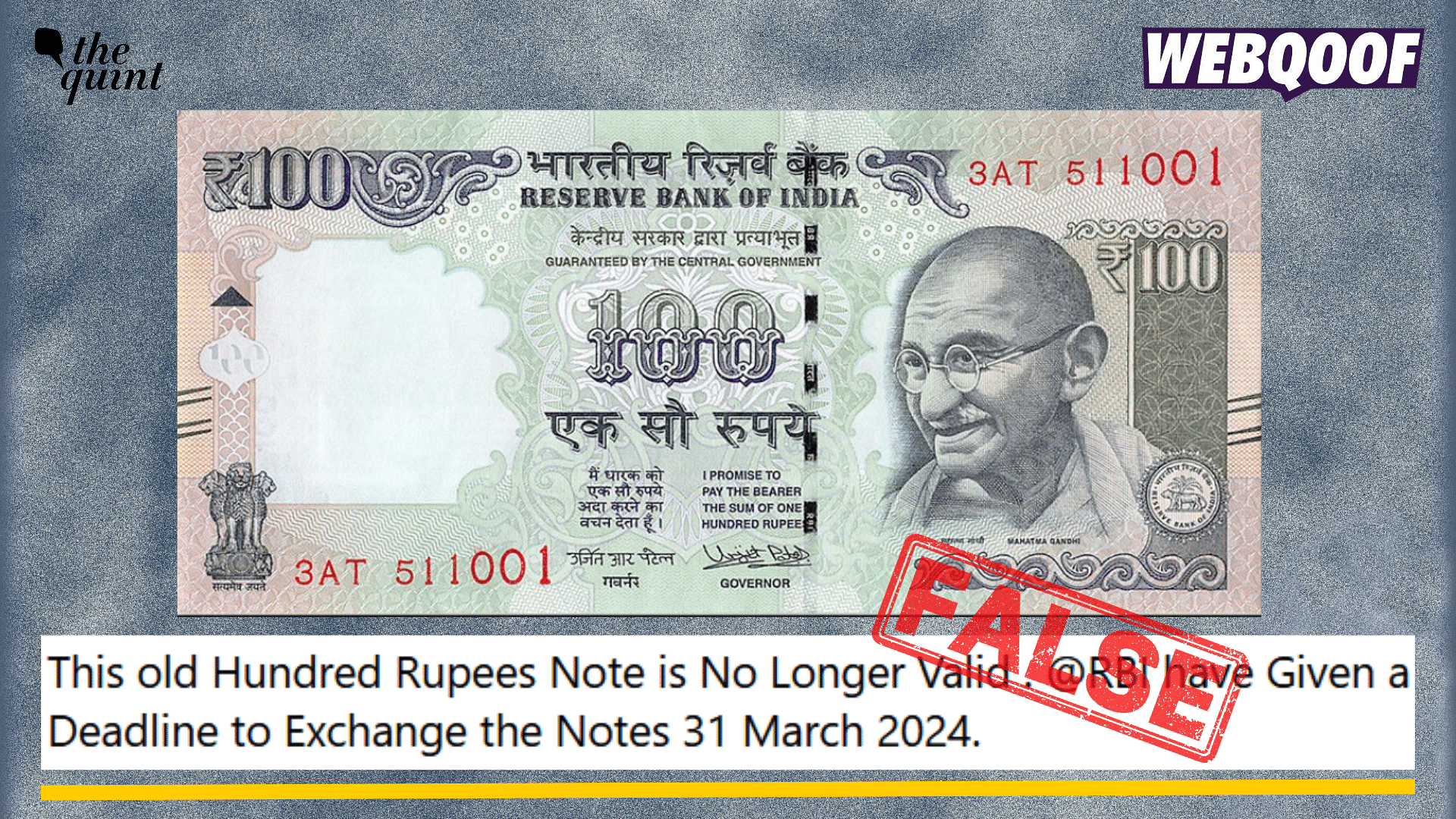<div class="paragraphs"><p>Fact-check: The viral claim about RBI announcing the withdrawal of the old series of Rs 100 banknotes is false.</p></div>