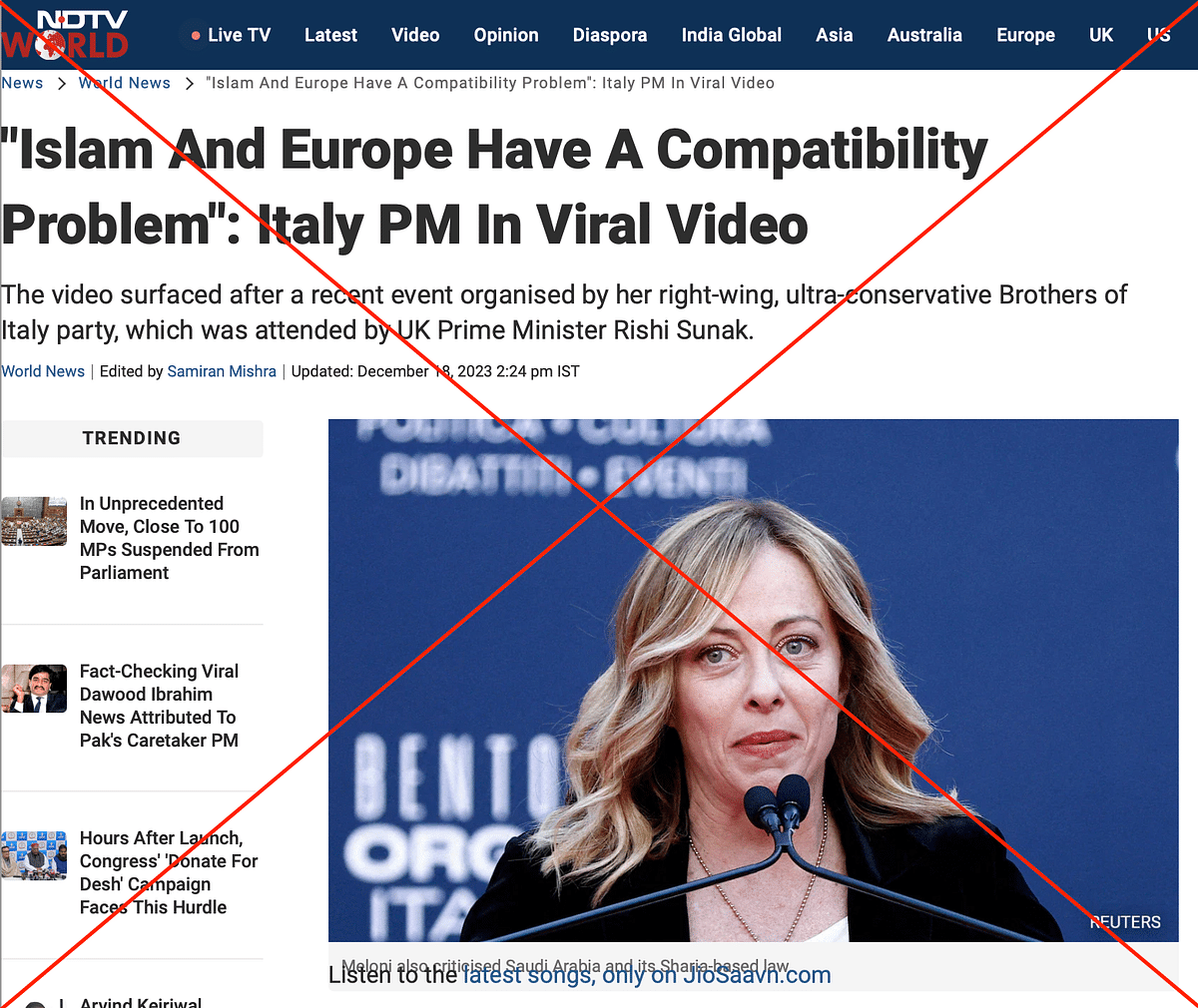 The video dates back to February 2018 and was shot before Giorgia Meloni became the Italian prime minister.