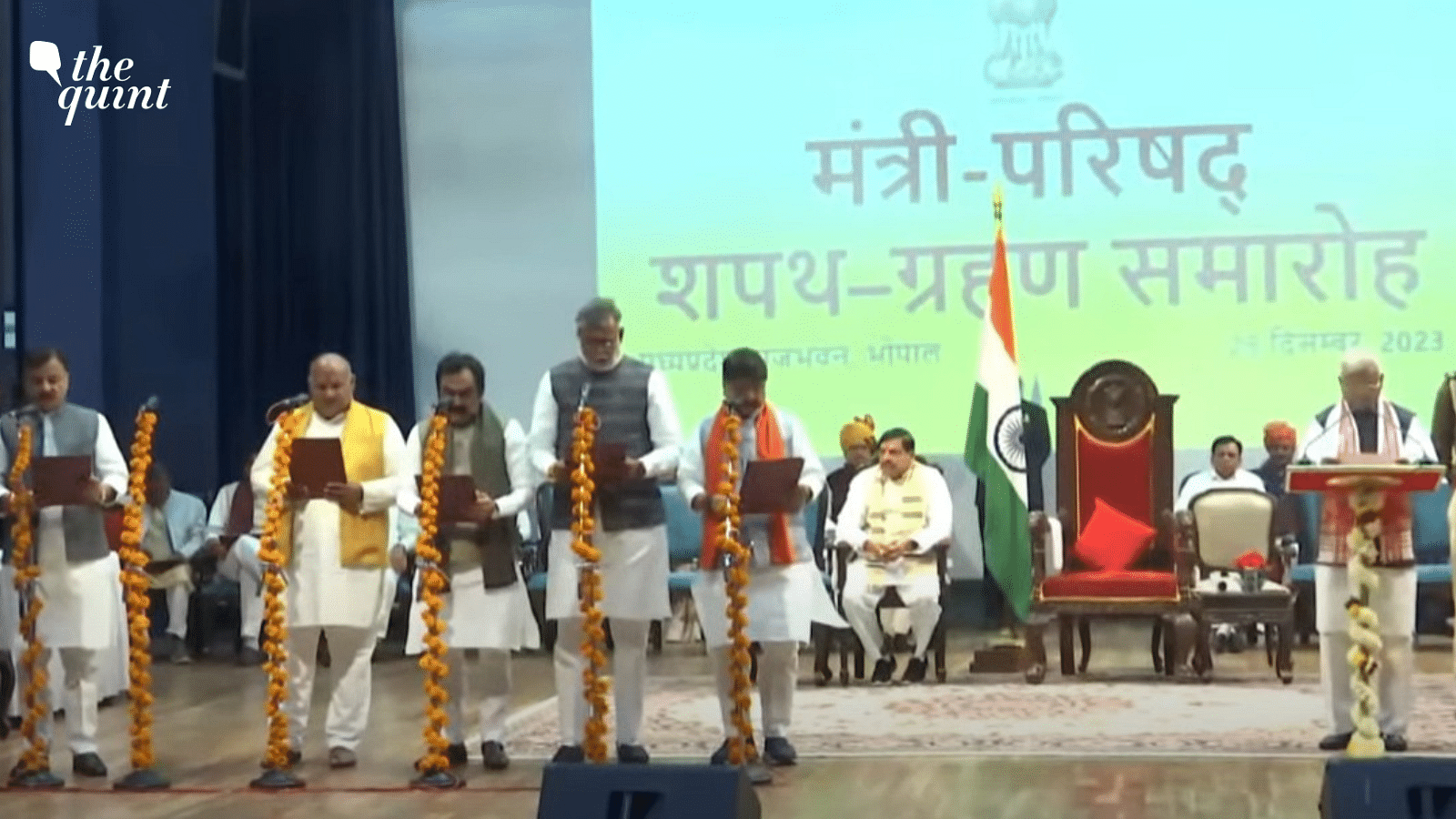 <div class="paragraphs"><p>28 Bharatiya Janata Party leaders took oath as ministers in the Madhya Pradesh government on Monday, 25 December.</p></div>