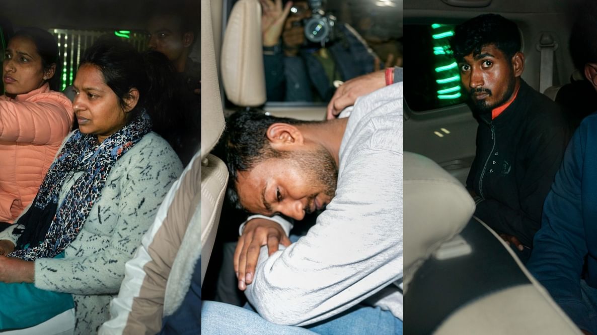 <div class="paragraphs"><p>Neelam (Left), Sagar Sharma (Centre), and Anmol Shinde (Right) are three out of the four accused in the Parliament security breach incident.</p></div>