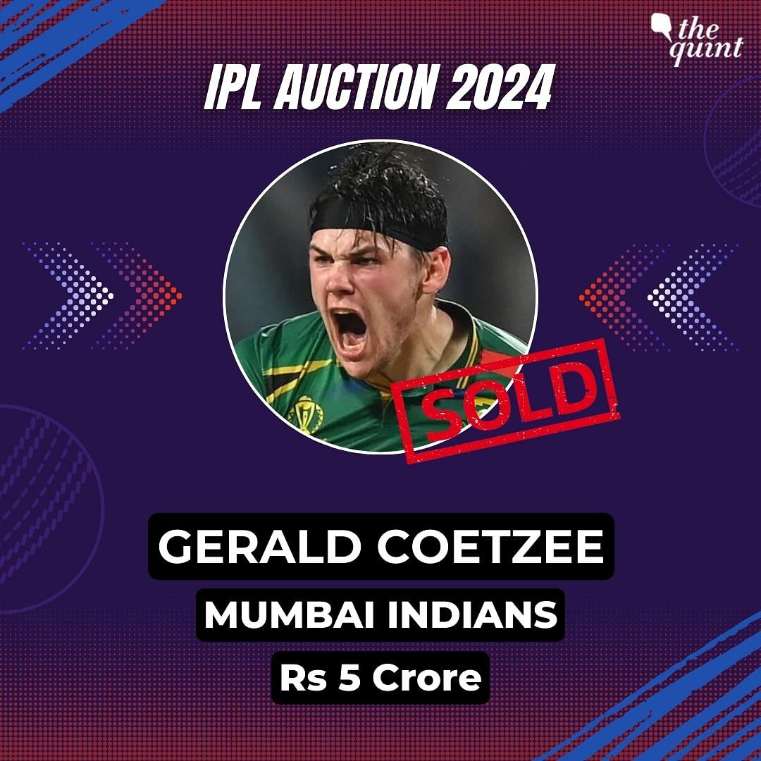 #IPL2024Auction | South African pacer Gerald Coetzee goes to Mumbai Indians for Rs 5 crore.