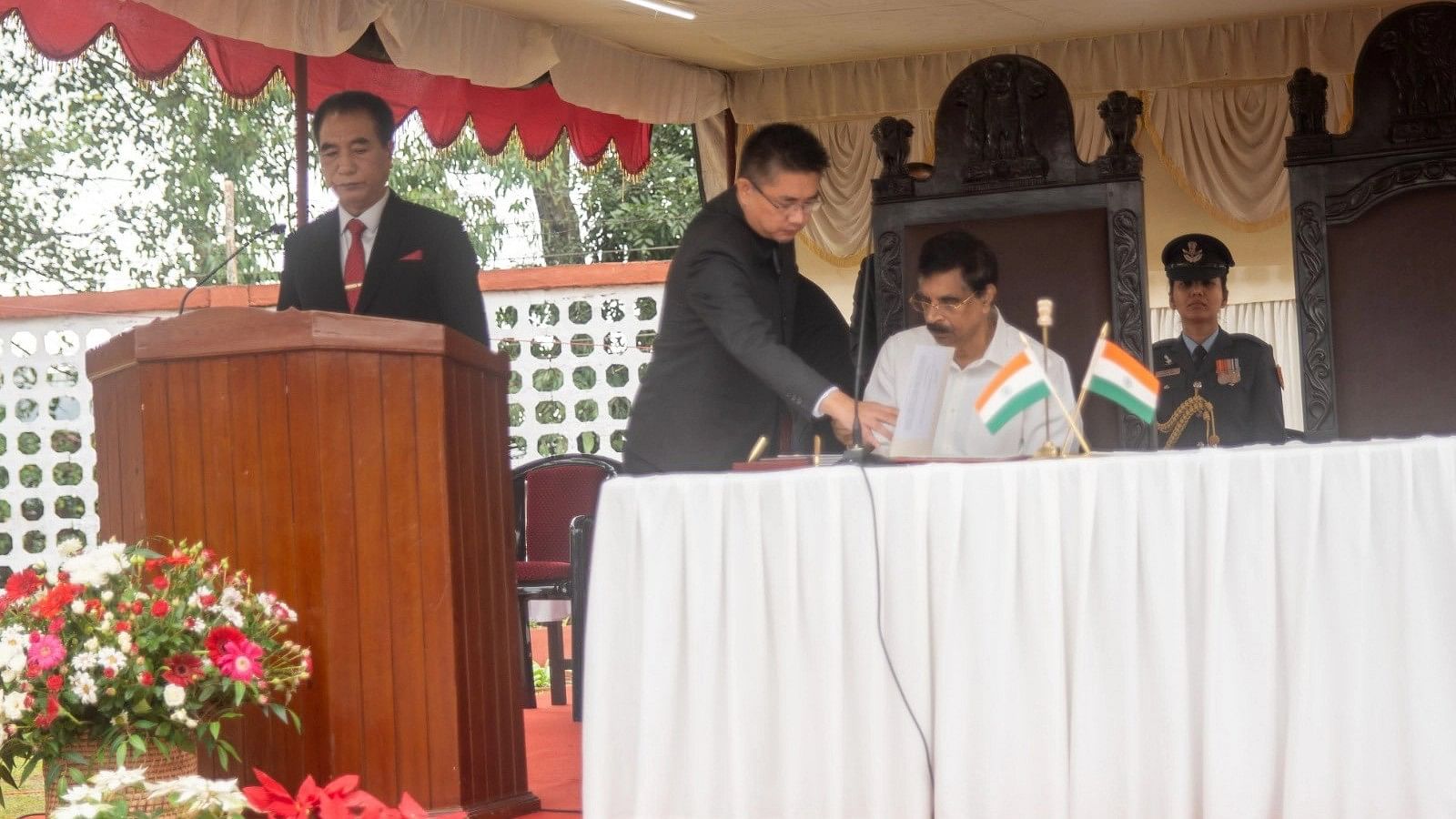 <div class="paragraphs"><p>Lalduhoma Takes Oath as Mizoram CM Days After ZPM Sweeps Assebly Elections</p></div>