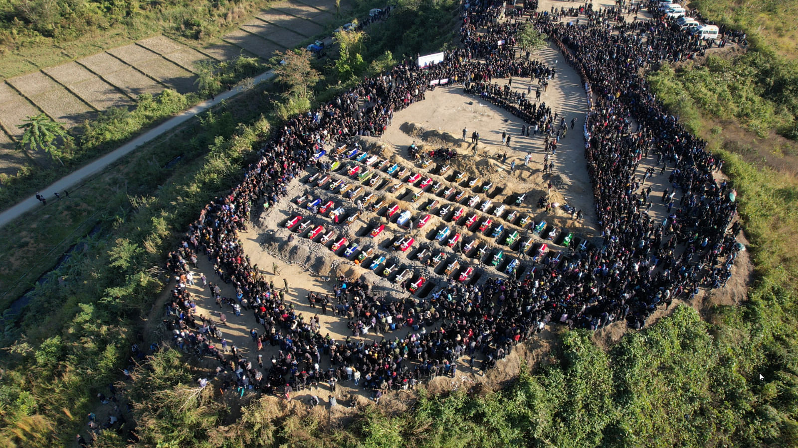 <div class="paragraphs"><p>In Photos: Bodies of 87 Kuki-Zo Victims Buried Manipur's Churachandpur District.</p></div>