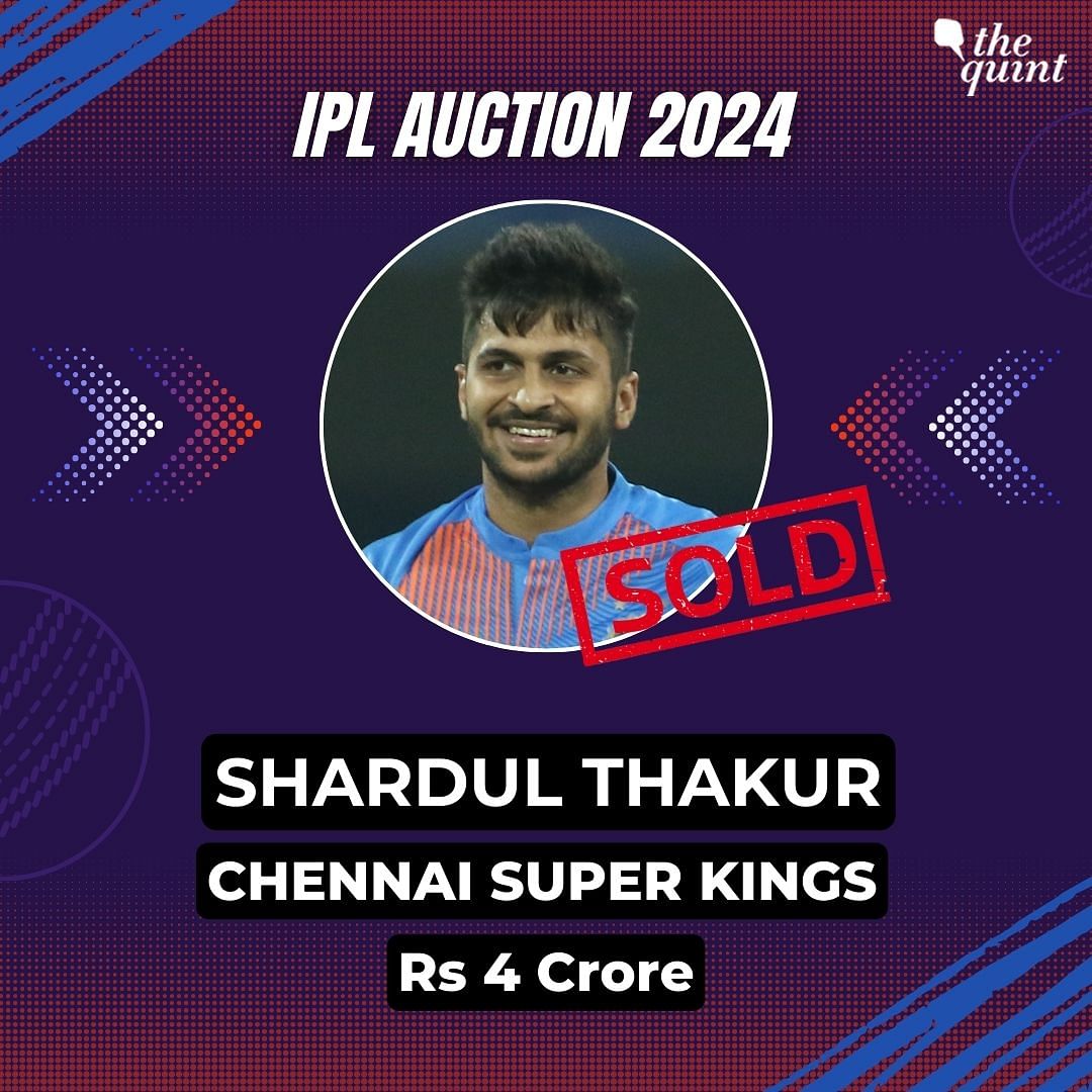 #IPL2024Auction | Shardul Thakur goes to Chennai Super Kings (CSK) for Rs 4 crore.