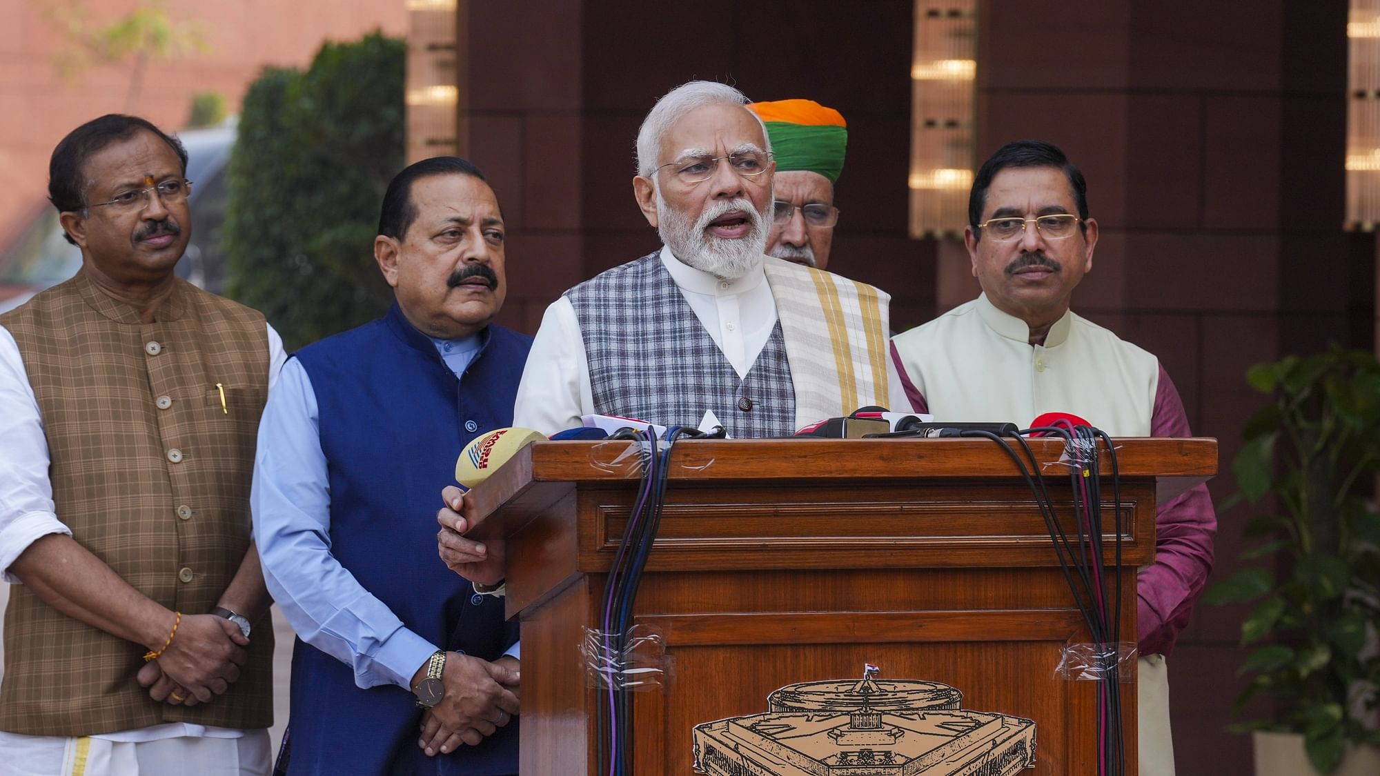 <div class="paragraphs"><p>Prime Minister Narendra Modi addresses the media on the first day of the Winter session of Parliament, in New Delhi, on Monday, 4 December. </p></div>