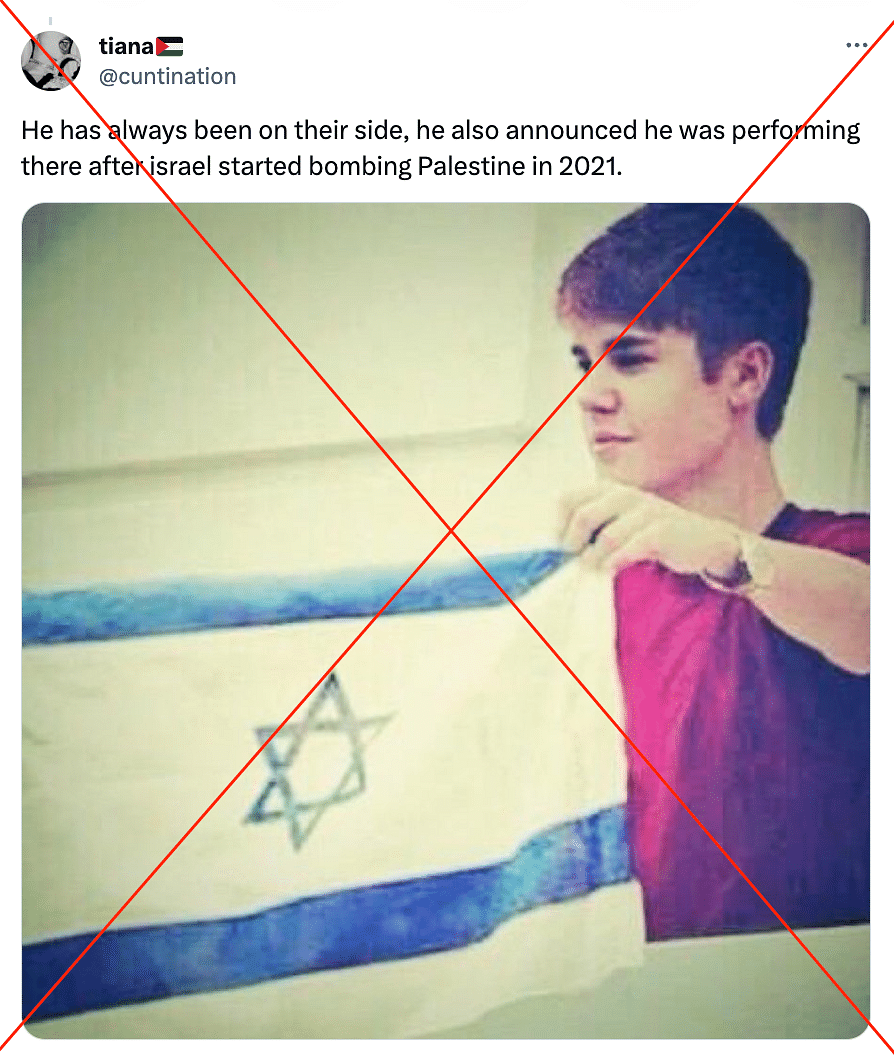The original image dates back to 2011 and shows Bieber with a Brazilian flag. 