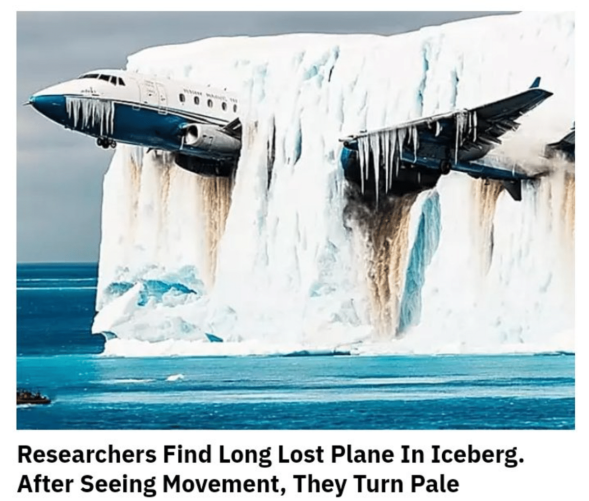 There is no trace of any evidence which supports the story of one Dr Landon's team discovering a missing plane.