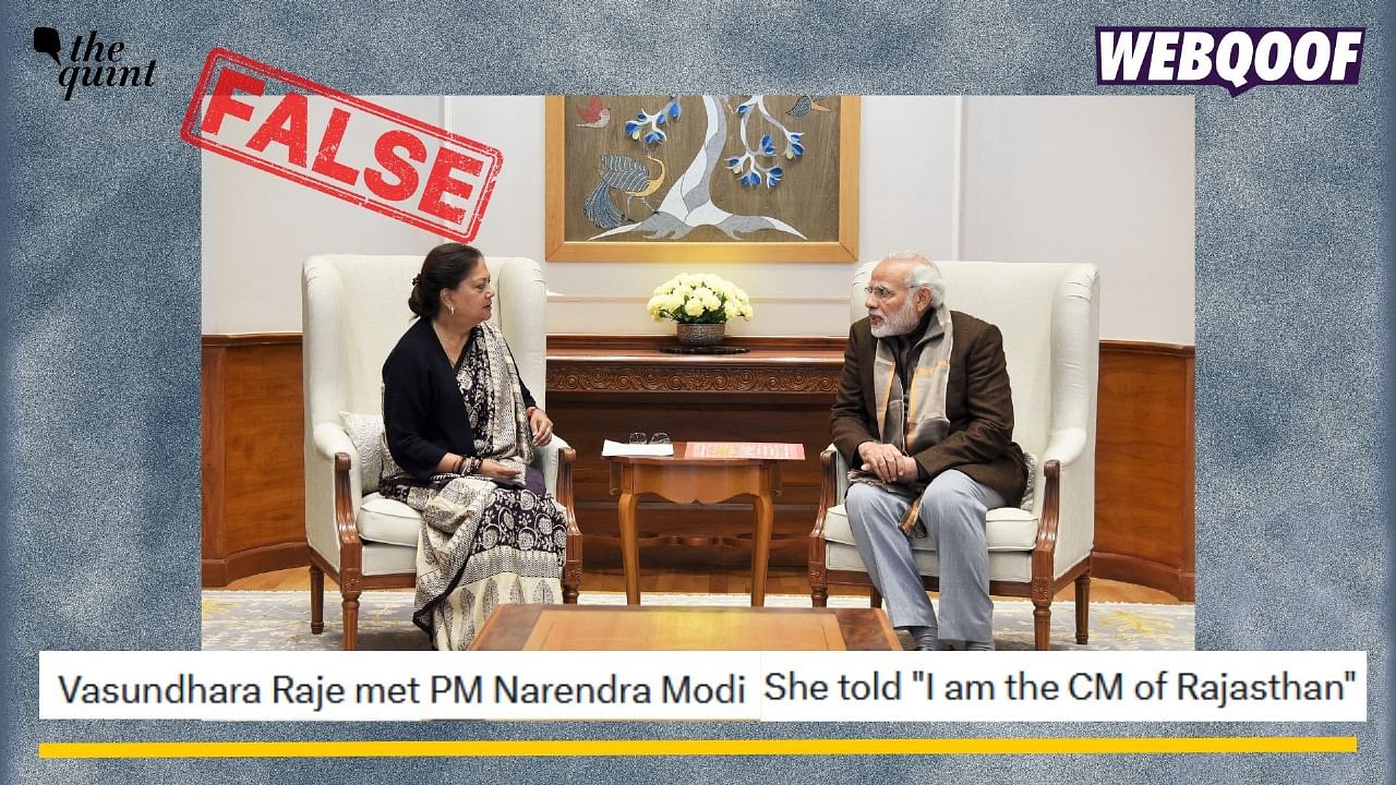 <div class="paragraphs"><p>Fact-check: An old image of Vasundhara Raje with Prime Minister Narendra Modi is being falsely linked to the recent Rajasthan elections.</p></div>
